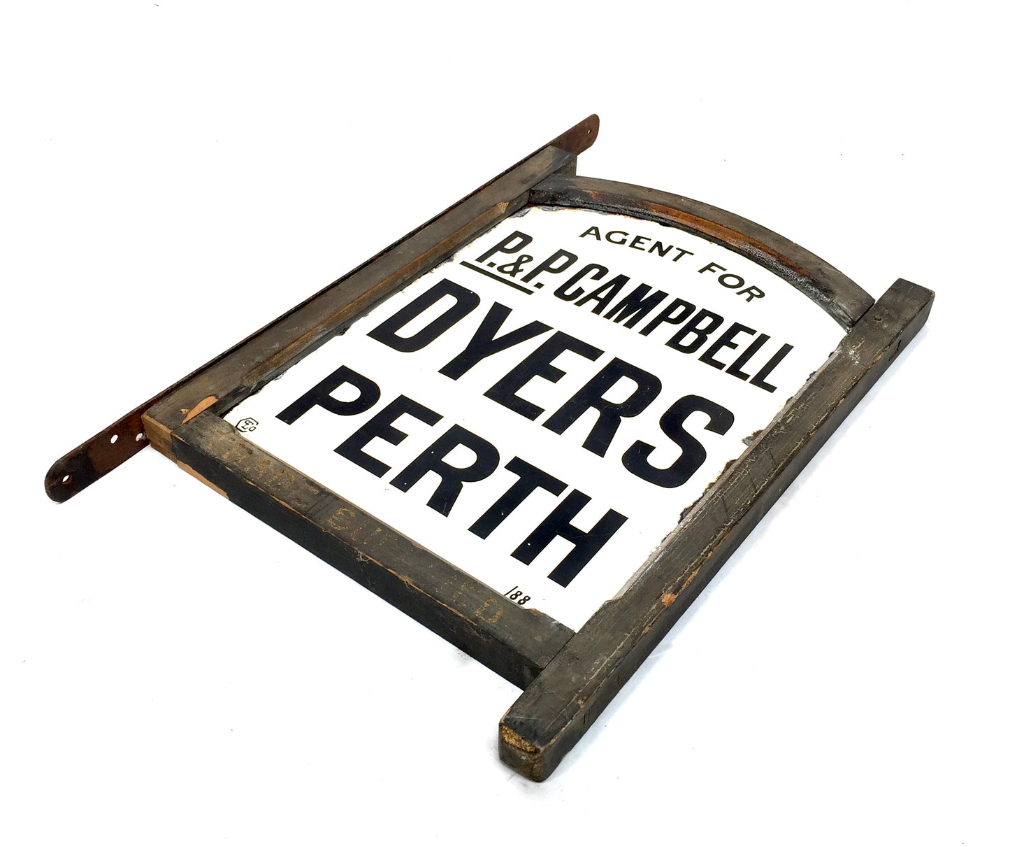 Antique Advertising Enamel Sign - P & P Campbell Perth Dye Works Original Frame