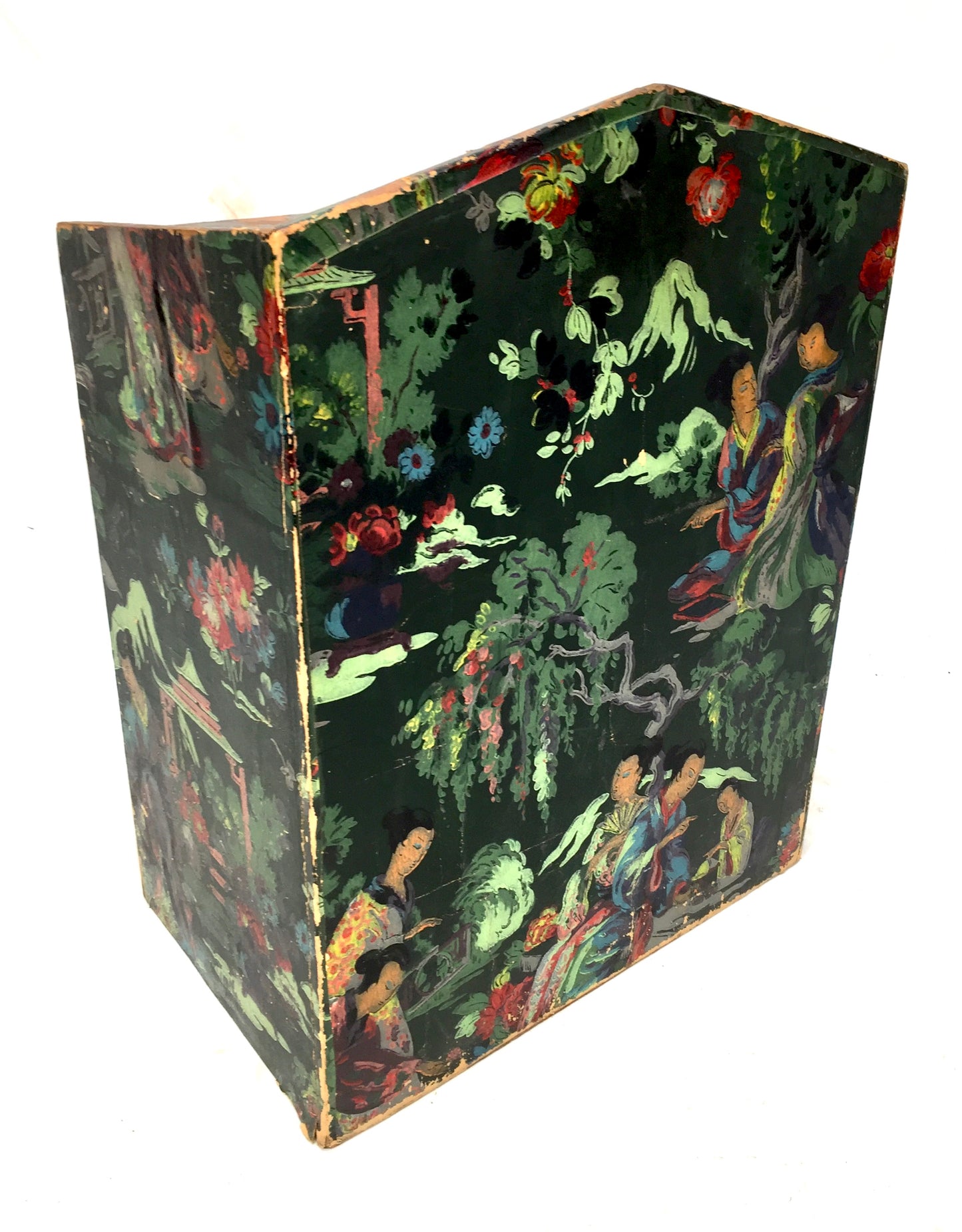Antique Wooden Hand Painted Tabletop Chest of Filing Drawers / Storage Box c1930