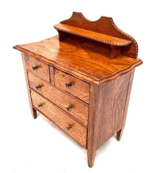 Antique Wooden Oak Apprentice Furniture Miniature Dresser Cabinet / Box Drawers