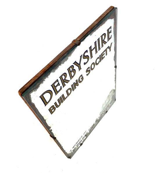 Antique Advertising - Mirror for Derbyshire Building Society Bank / Sign c.1930