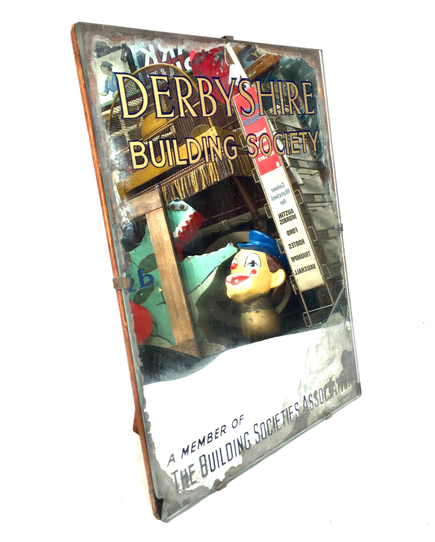 Antique Advertising - Mirror for Derbyshire Building Society Bank / Sign c.1930