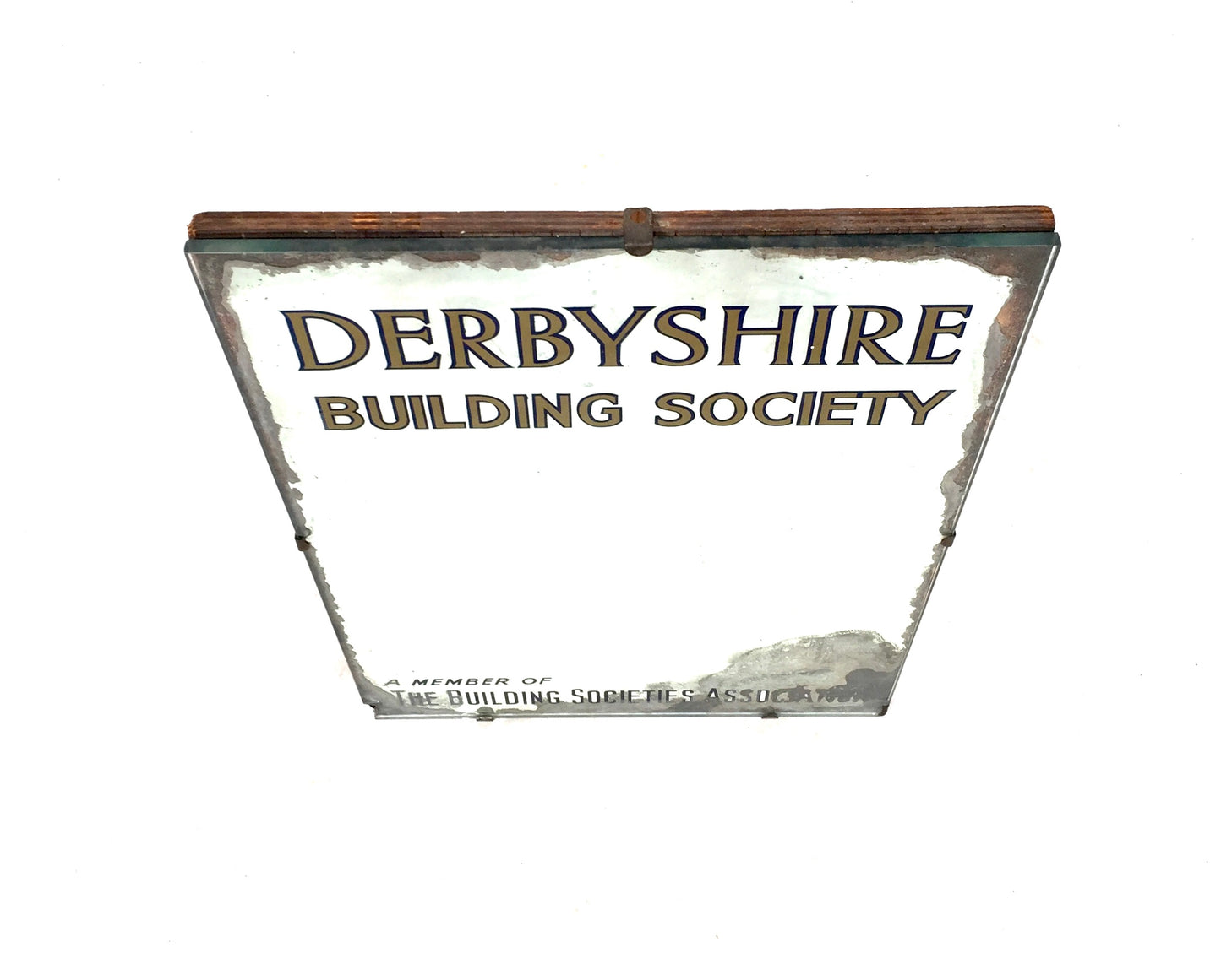 Antique Advertising - Mirror for Derbyshire Building Society Bank / Sign c.1930
