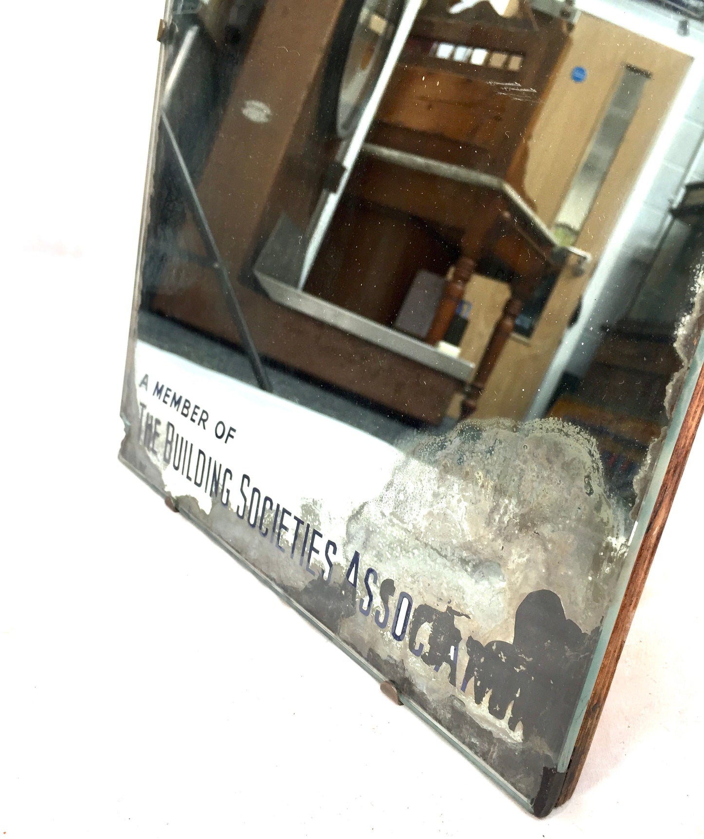 Antique Advertising - Mirror for Derbyshire Building Society Bank / Sign c.1930