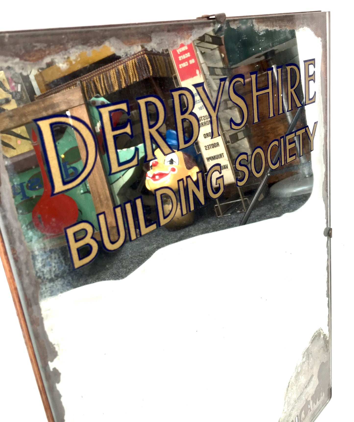 Antique Advertising - Mirror for Derbyshire Building Society Bank / Sign c.1930