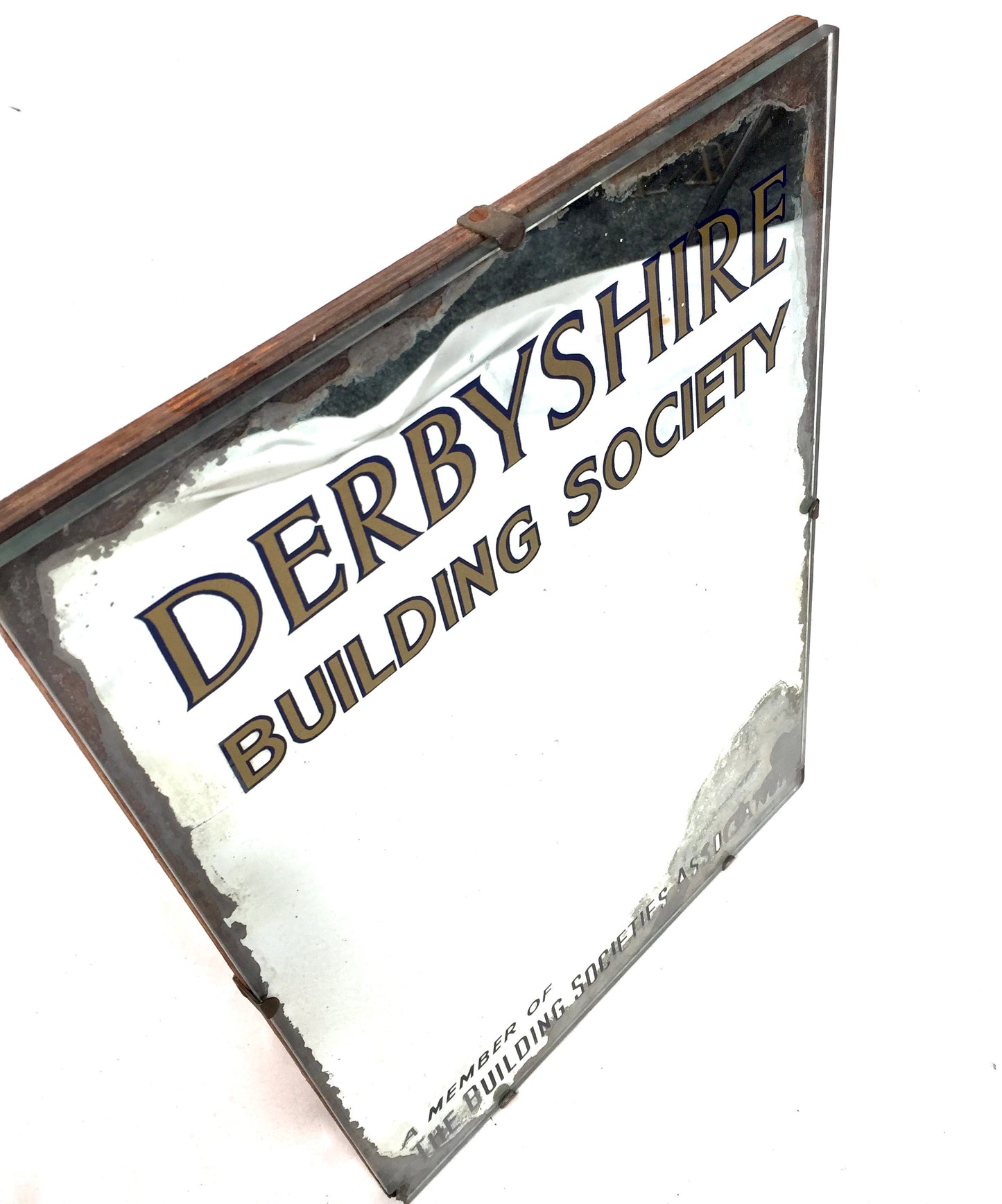Antique Advertising - Mirror for Derbyshire Building Society Bank / Sign c.1930