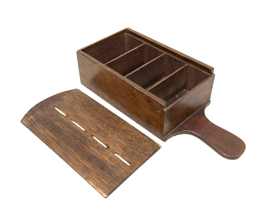 Antique Wooden Church Used Handled Sectional Collection Money Box c.1900