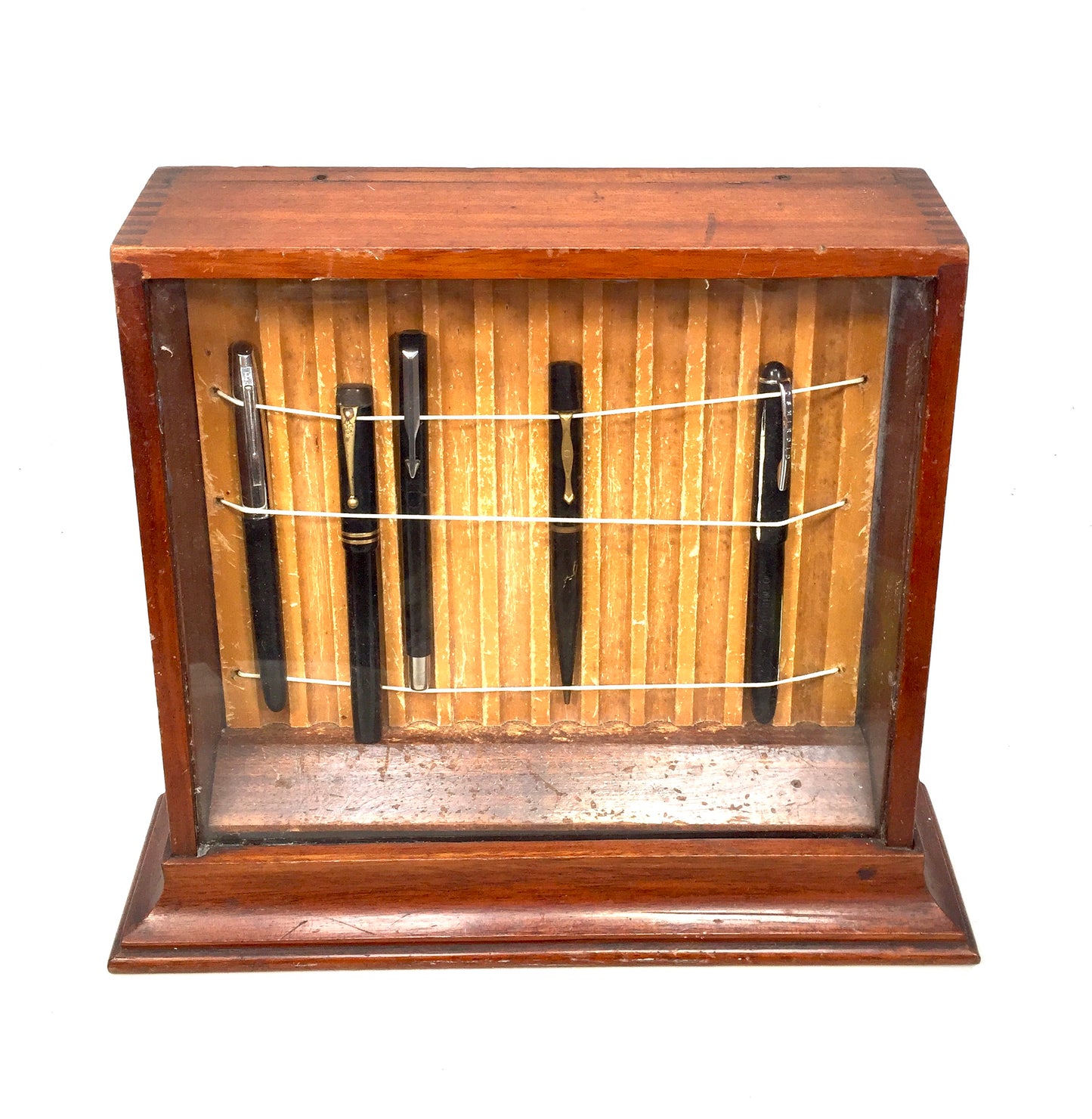 Antique Wooden Tabletop Pen Collectors Cabinet / Shop Display Presentation Box