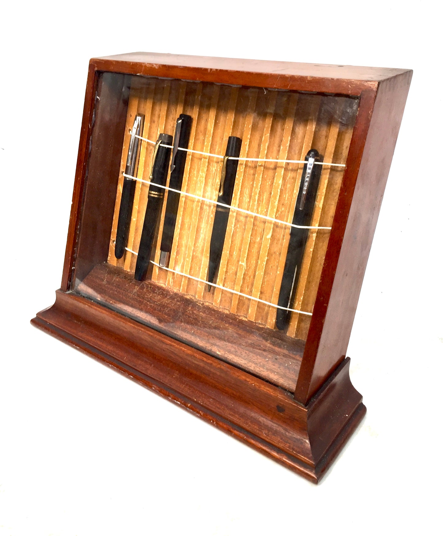 Antique Wooden Tabletop Pen Collectors Cabinet / Shop Display Presentation Box