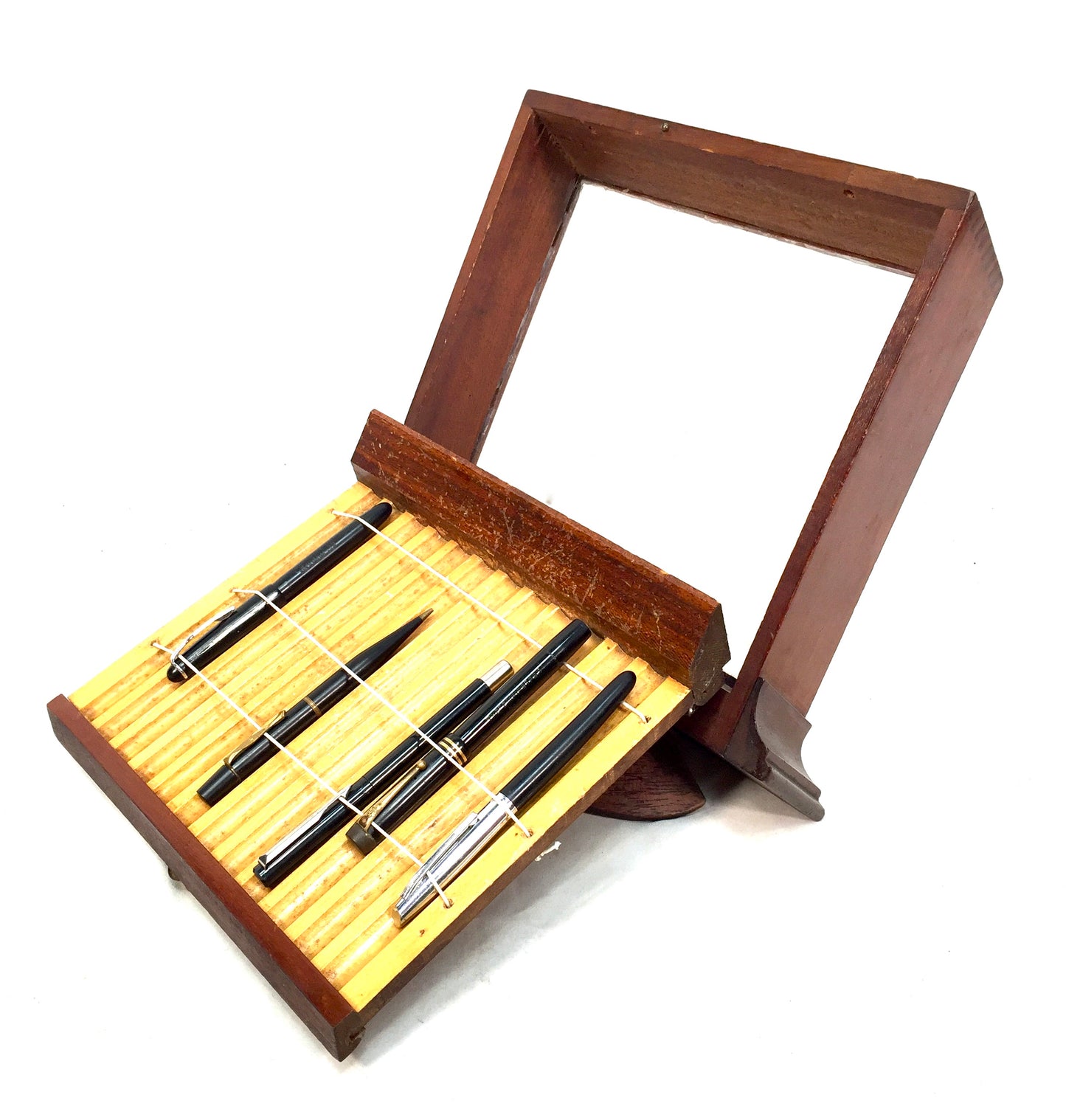 Antique Wooden Tabletop Pen Collectors Cabinet / Shop Display Presentation Box