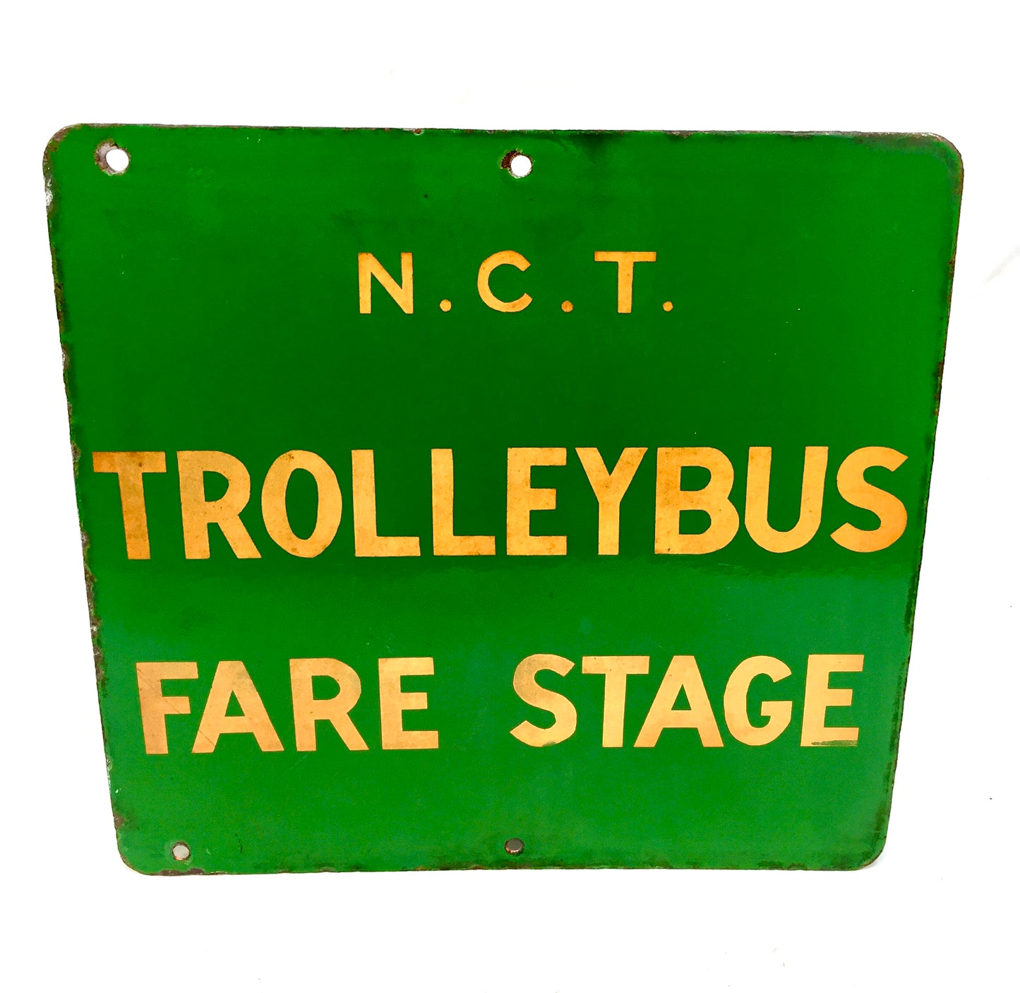 Antique Advertising Nottingham City Transport (NCT) Enamel Trolleybus Fare Sign