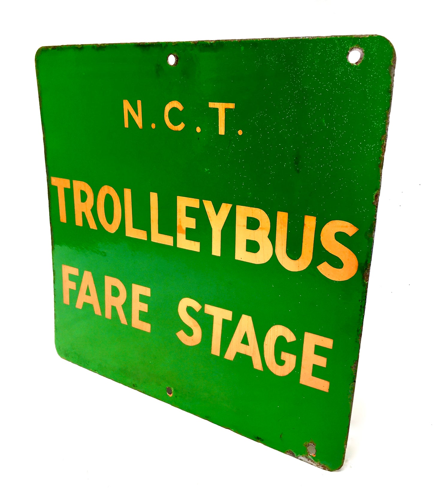 Antique Advertising Nottingham City Transport (NCT) Enamel Trolleybus Fare Sign