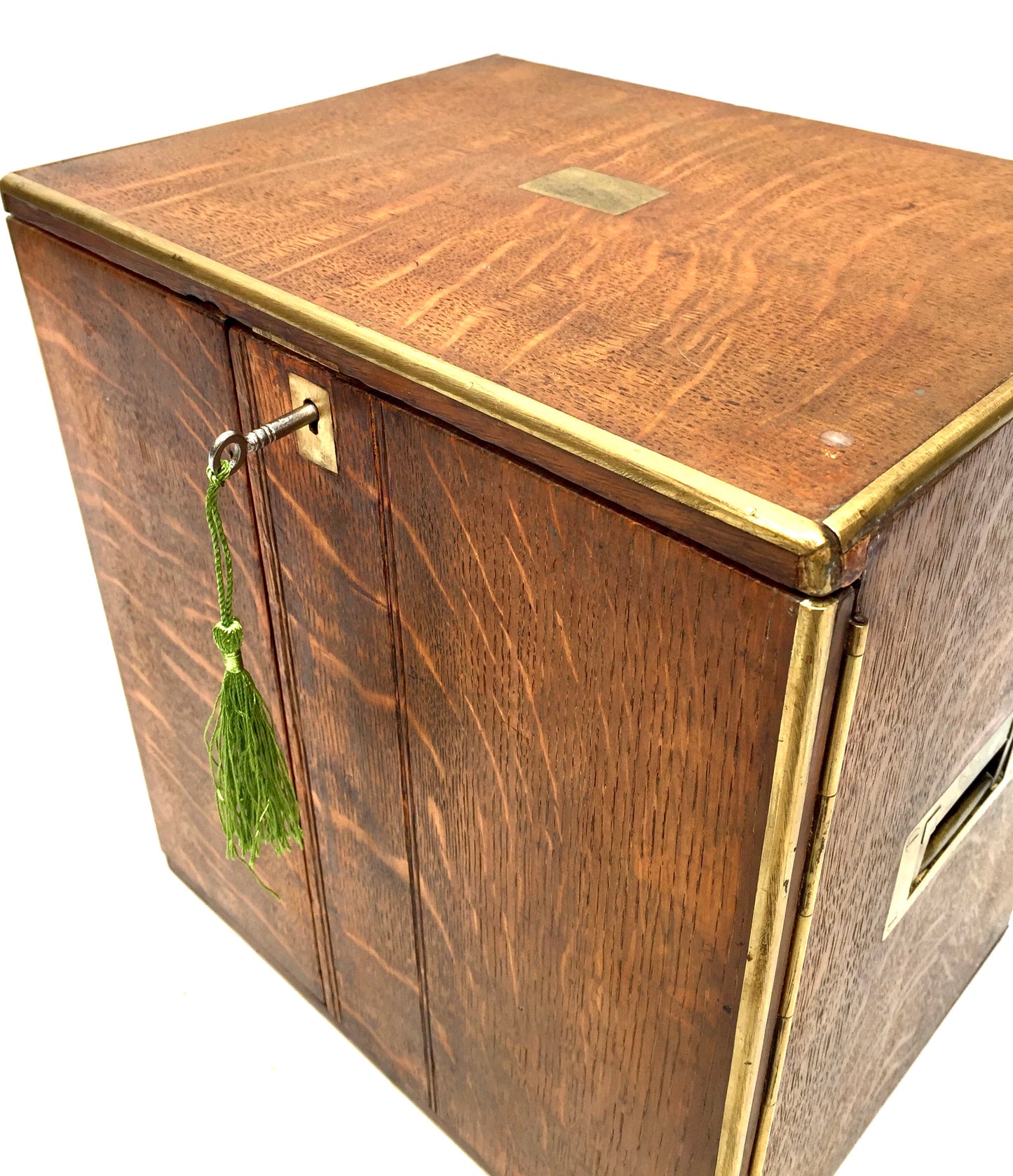 Antique Victorian Oak Wood Humidor Chest of Drawers / Collectors Cabinet Box