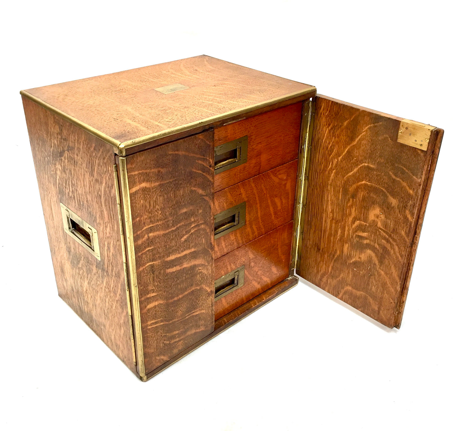 Antique Victorian Oak Wood Humidor Chest of Drawers / Collectors Cabinet Box