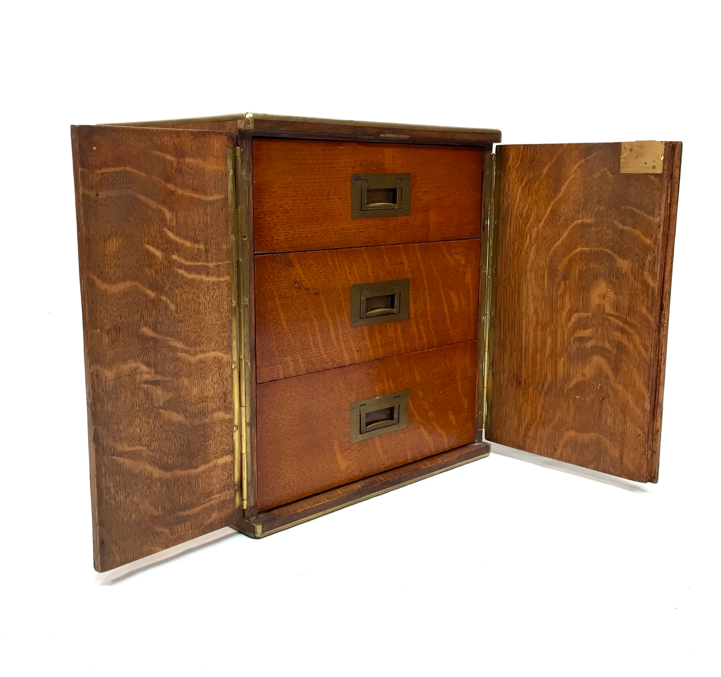 Antique Victorian Oak Wood Humidor Chest of Drawers / Collectors Cabinet Box