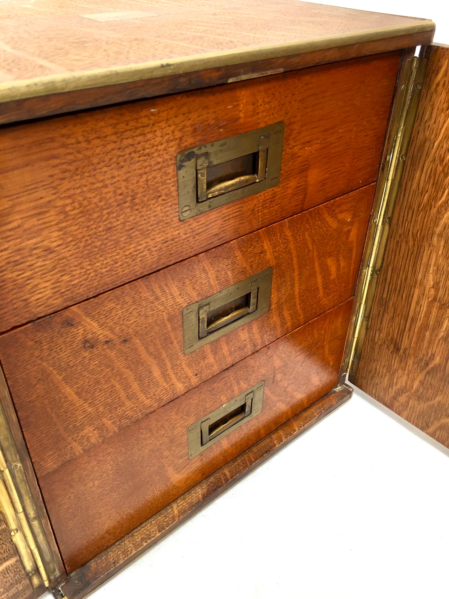 Antique Victorian Oak Wood Humidor Chest of Drawers / Collectors Cabinet Box