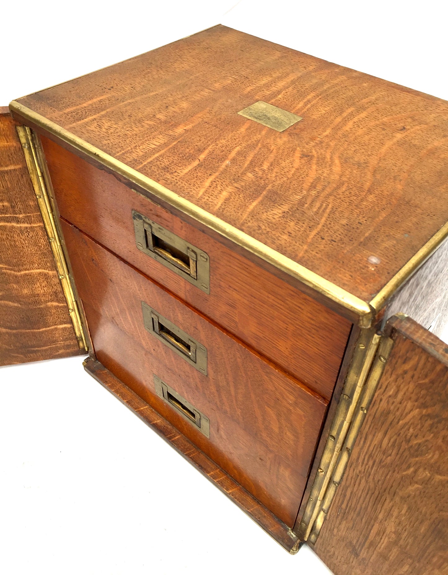Antique Victorian Oak Wood Humidor Chest of Drawers / Collectors Cabinet Box