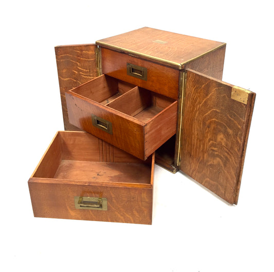 Antique Victorian Oak Wood Humidor Chest of Drawers / Collectors Cabinet Box
