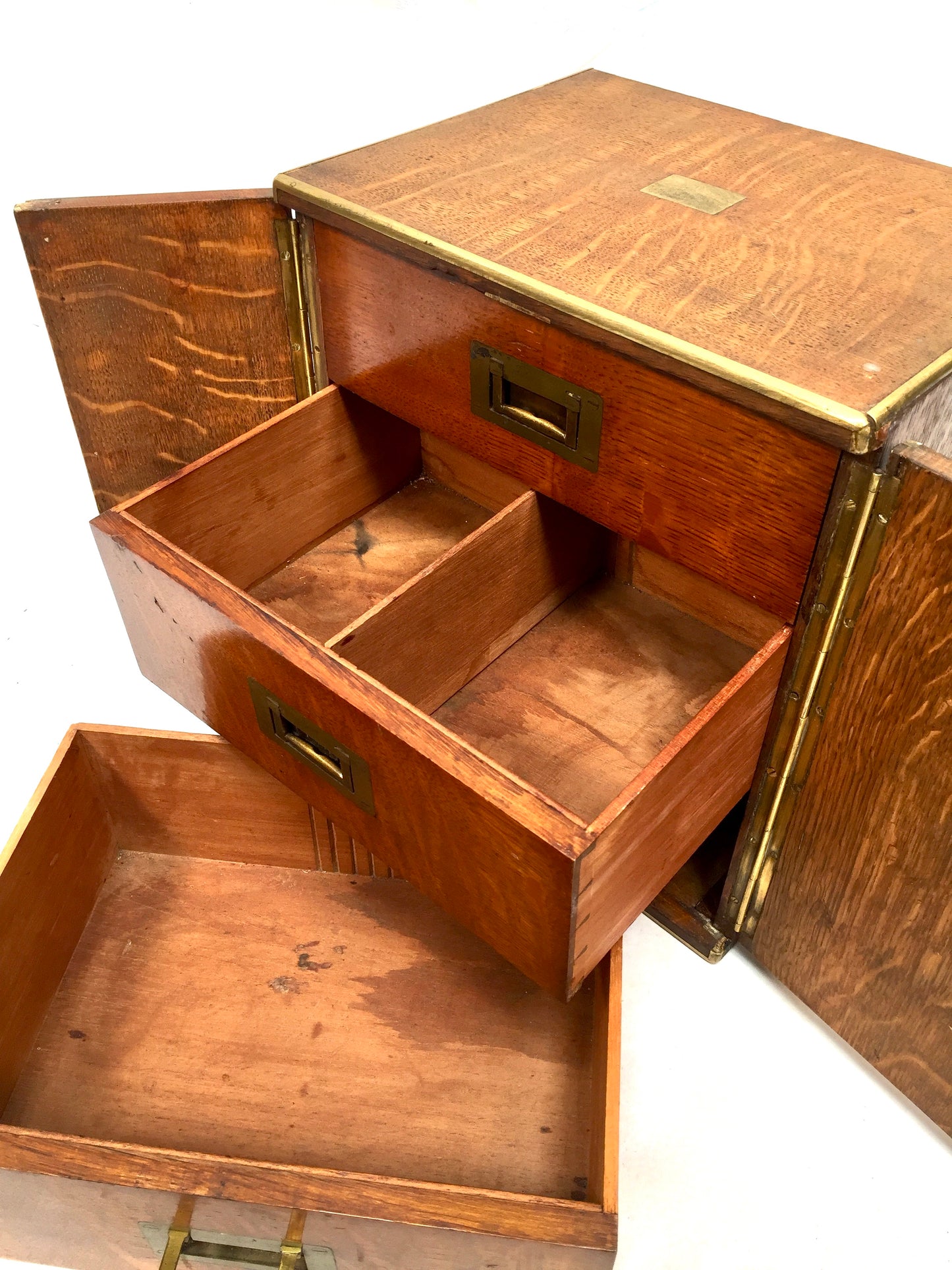 Antique Victorian Oak Wood Humidor Chest of Drawers / Collectors Cabinet Box