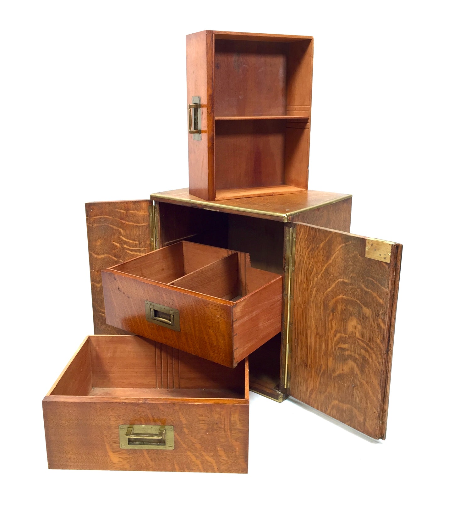 Antique Victorian Oak Wood Humidor Chest of Drawers / Collectors Cabinet Box