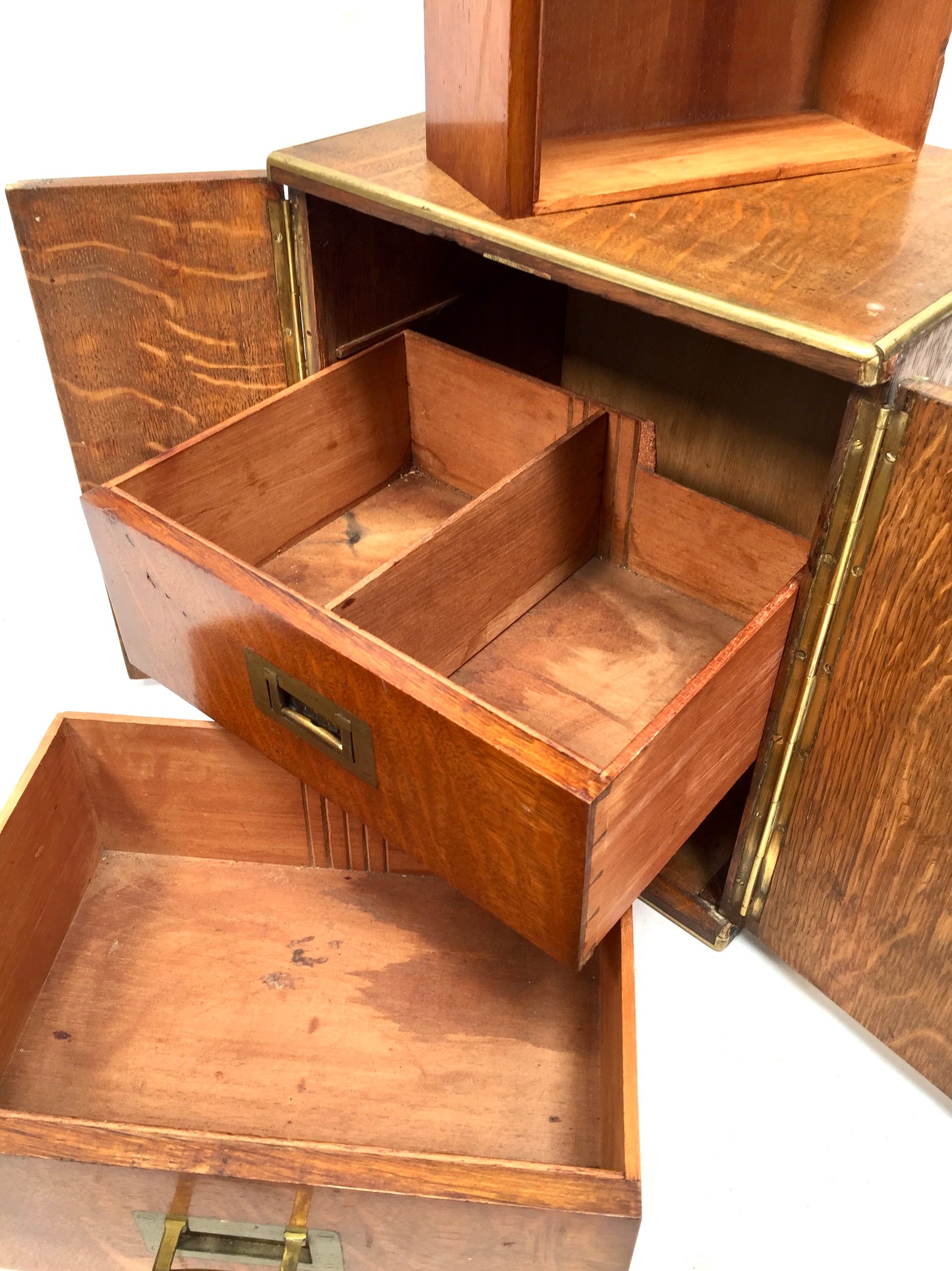 Antique Victorian Oak Wood Humidor Chest of Drawers / Collectors Cabinet Box