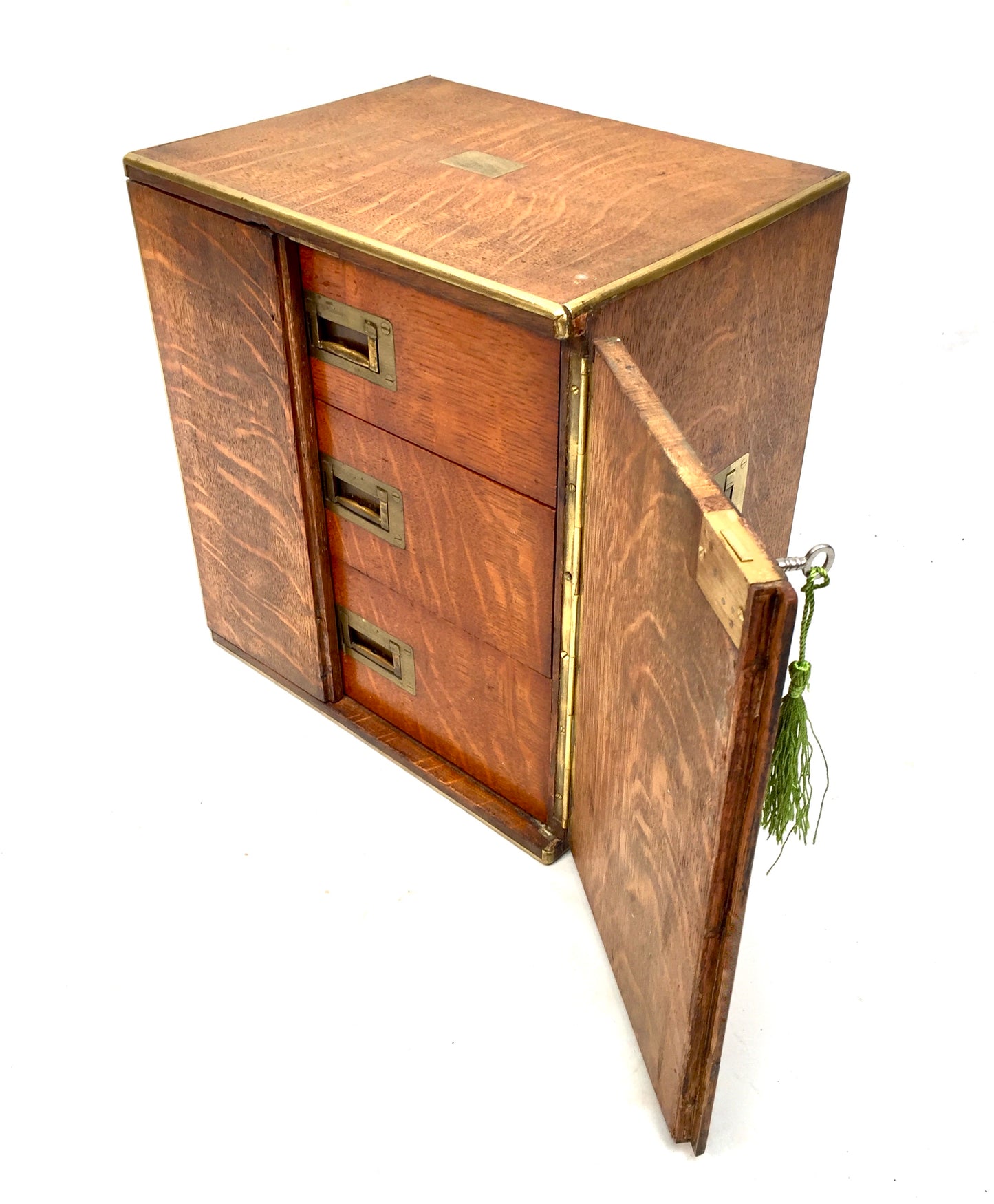 Antique Victorian Oak Wood Humidor Chest of Drawers / Collectors Cabinet Box