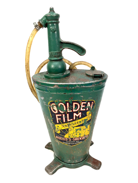 Vintage Garage Forecourt Oil Pump Dispenser for Morris's Golden Film Advertising