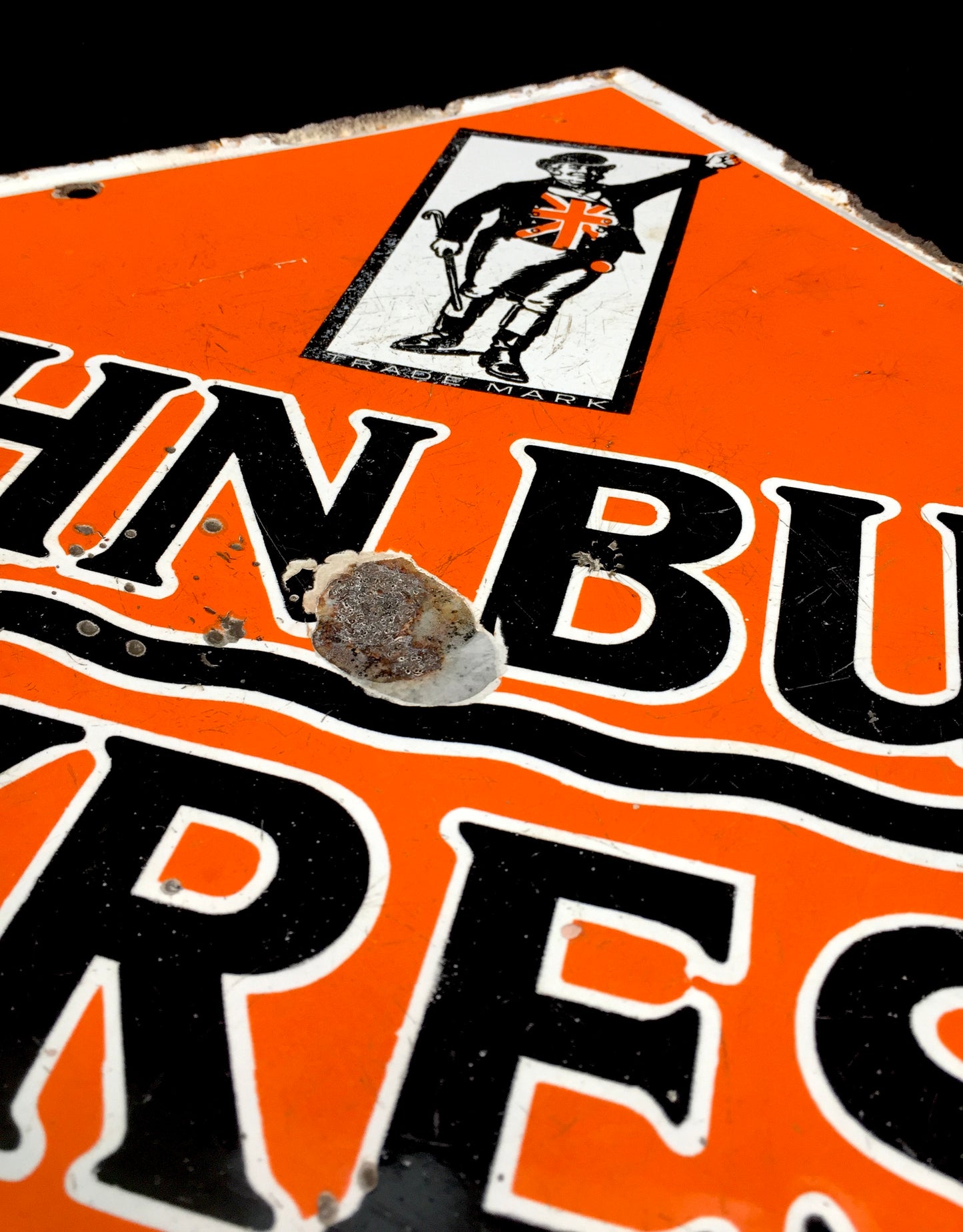 Antique Advertising - Large 1940s John Bull Tyres Lozenge Shaped Enamel Sign