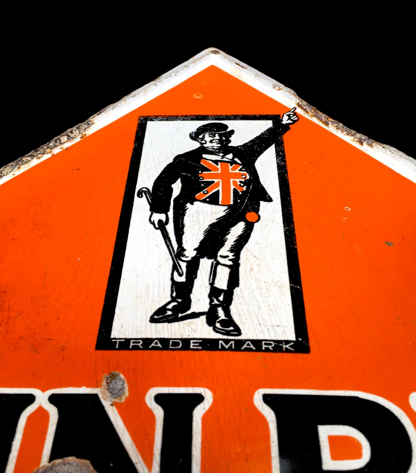 Antique Advertising - Large 1940s John Bull Tyres Lozenge Shaped Enamel Sign