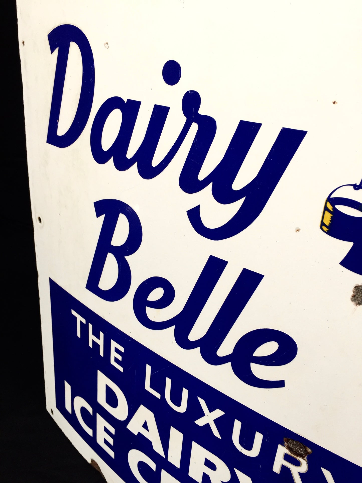 Antique Advertising - Vintage Dairy Belle Luxury Ice Cream Enamel Sign