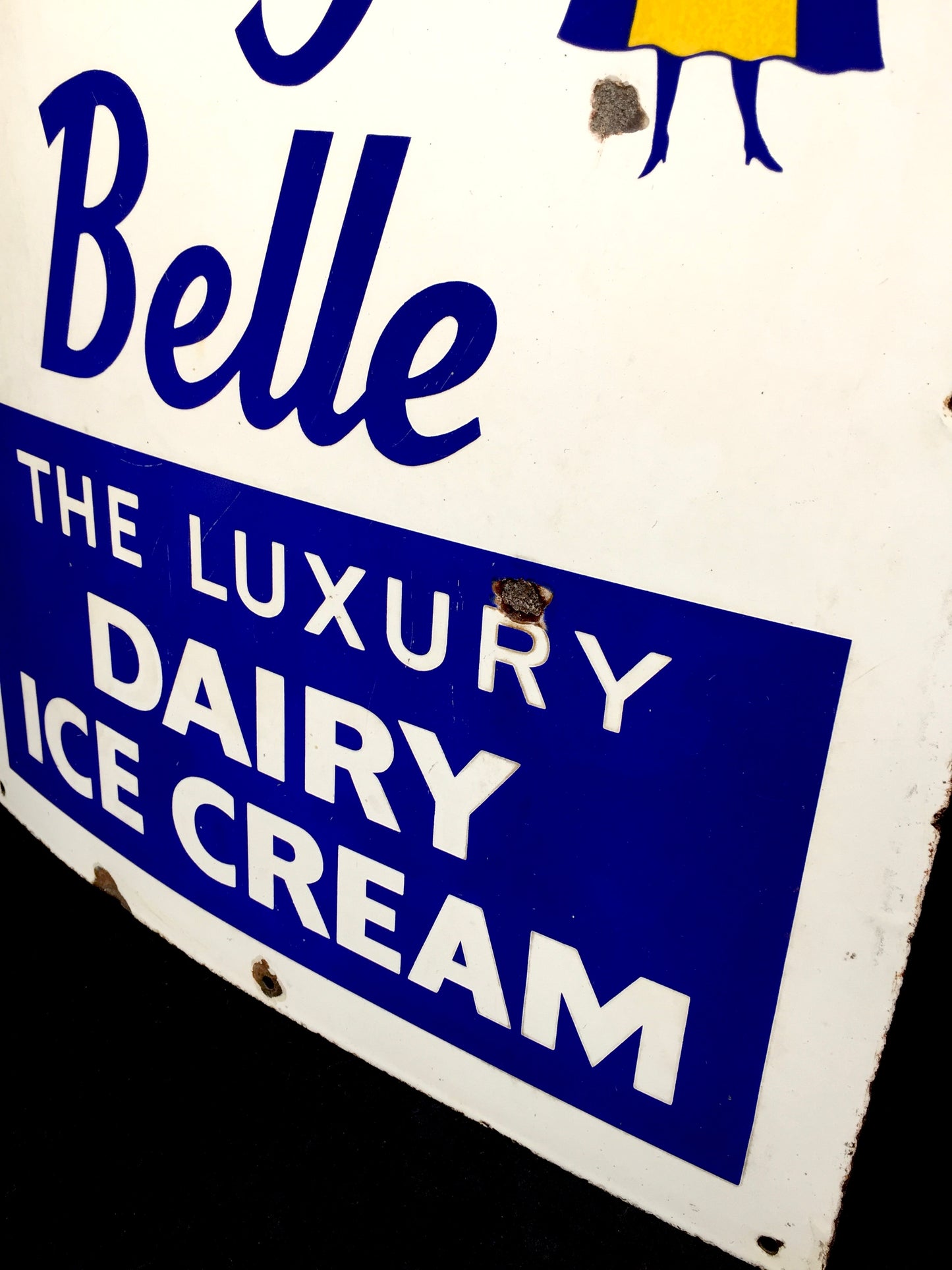 Antique Advertising - Vintage Dairy Belle Luxury Ice Cream Enamel Sign