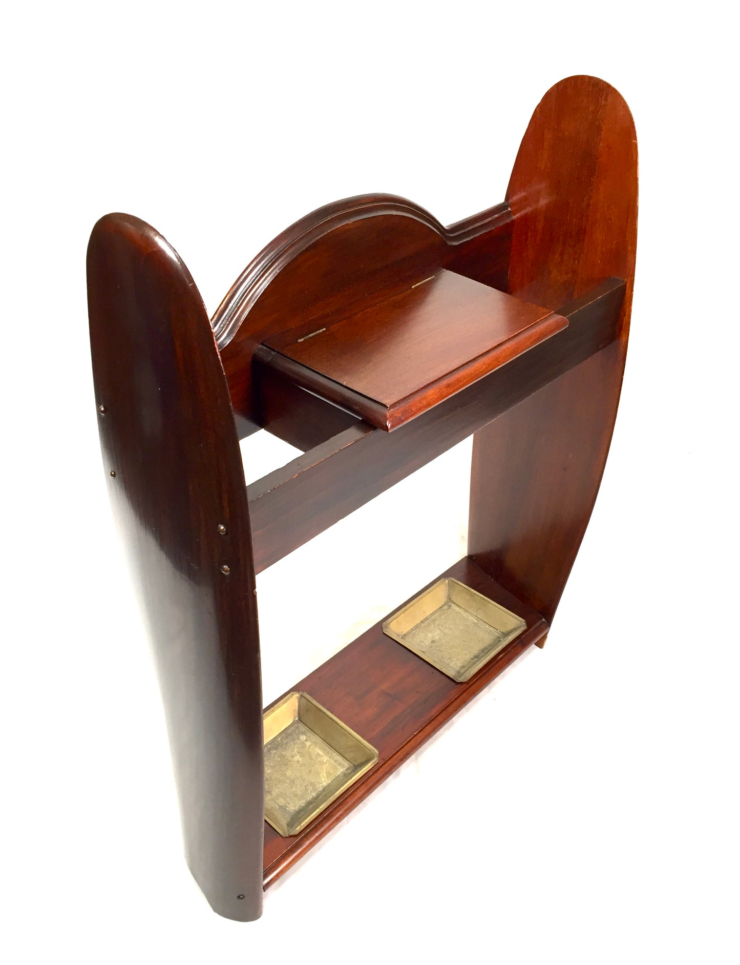 Antique English Mahogany Wooden Propeller Shaped Umbrella & Stick Stand c.1930