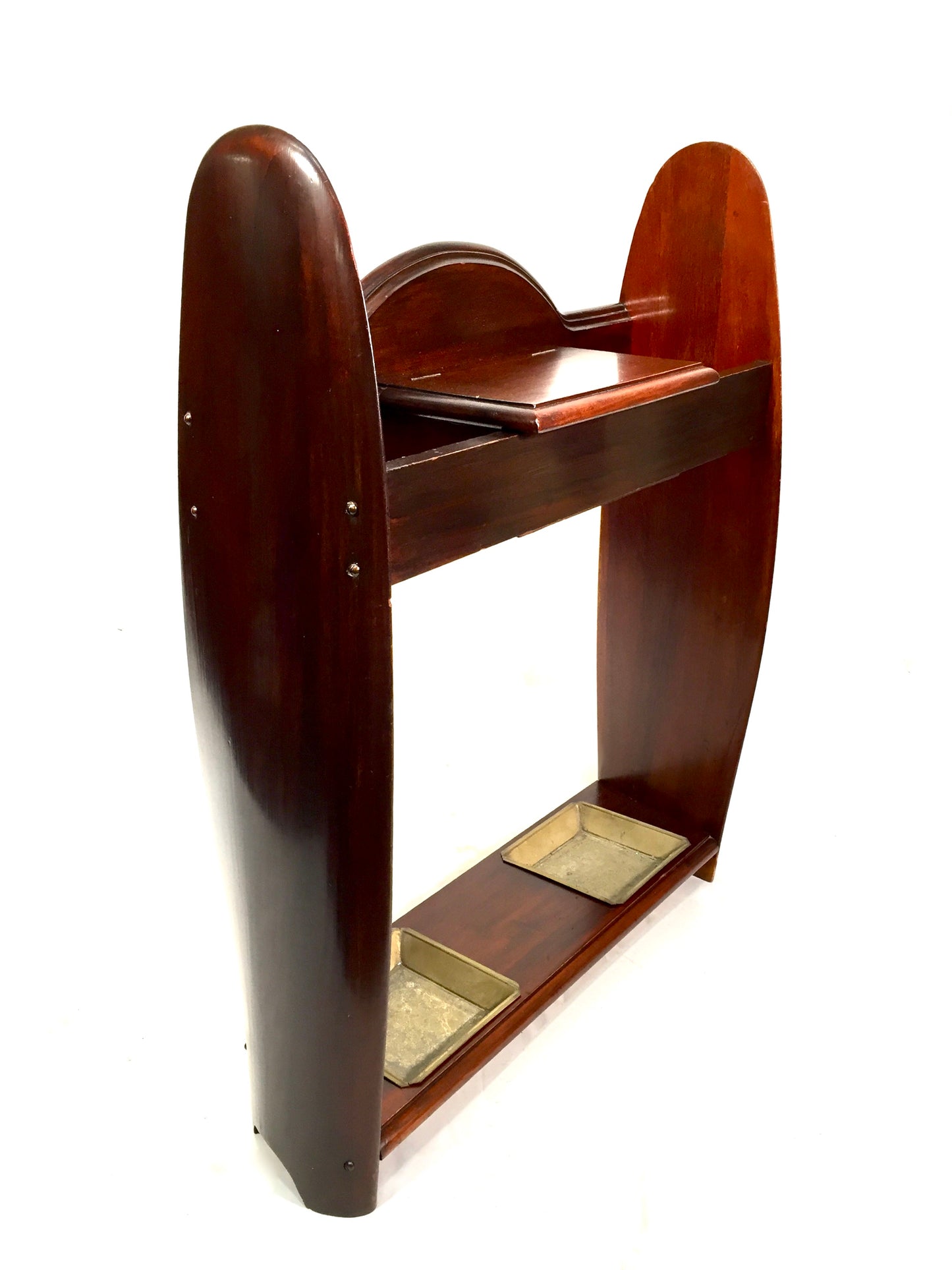 Antique English Mahogany Wooden Propeller Shaped Umbrella & Stick Stand c.1930