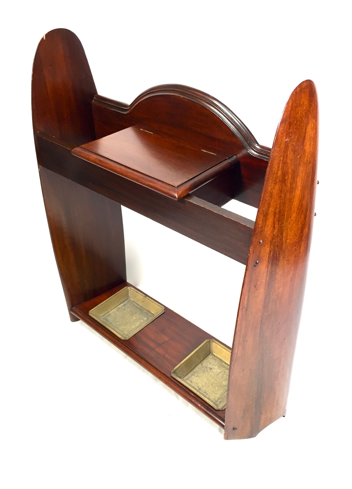 Antique English Mahogany Wooden Propeller Shaped Umbrella & Stick Stand c.1930