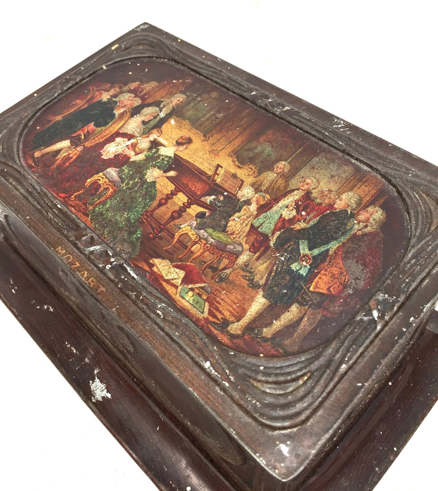 Antique Advertising - Macfarlane Lang &amp; Co Mozart Casket Biscuit Tin c.1910