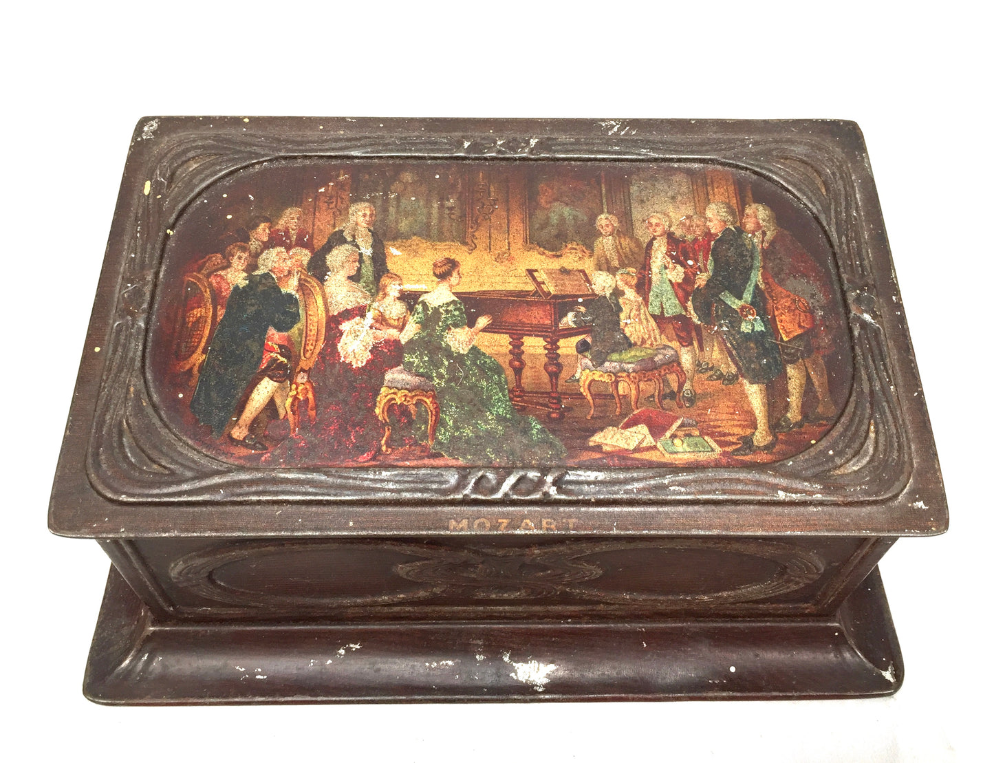 Antique Advertising - Macfarlane Lang &amp; Co Mozart Casket Biscuit Tin c.1910