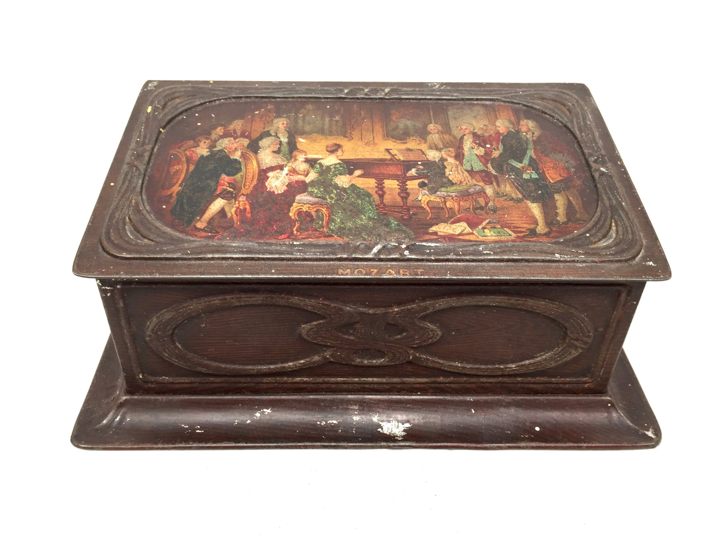 Antique Advertising - Macfarlane Lang &amp; Co Mozart Casket Biscuit Tin c.1910