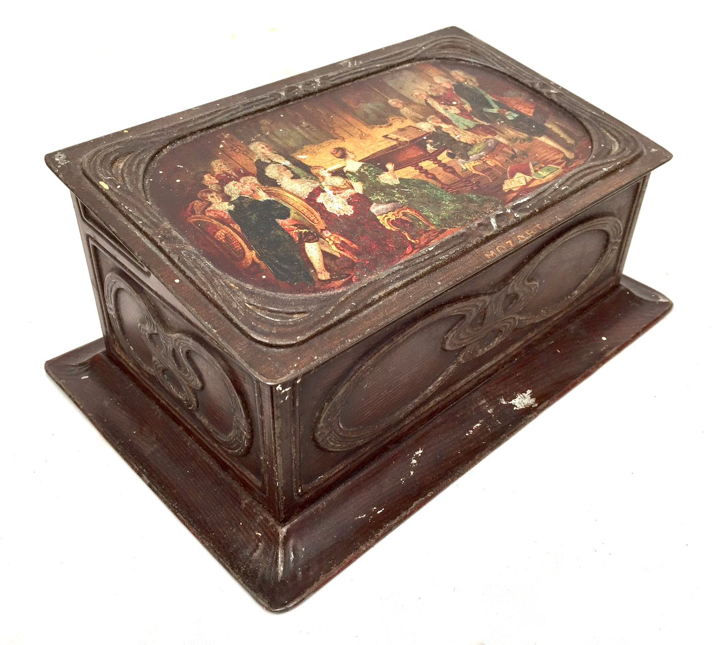 Antique Advertising - Macfarlane Lang &amp; Co Mozart Casket Biscuit Tin c.1910