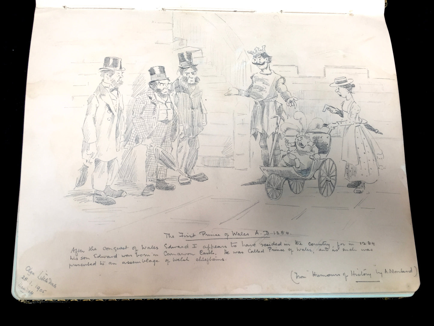 Antique Edwardian Early 20th Century Sketch Book / Album / Artists Drawings
