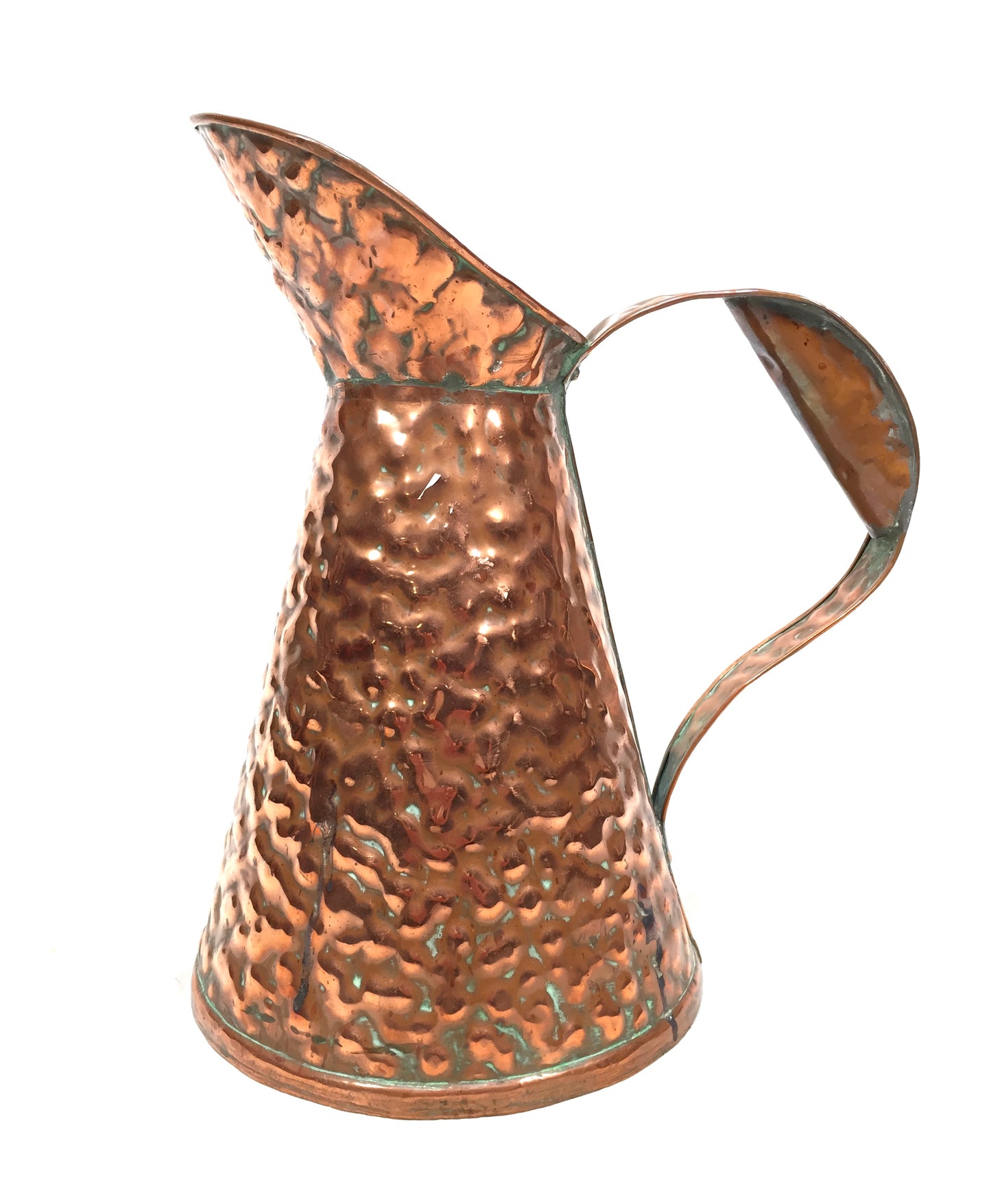 Antique 20th Century Hammered Copper Pitcher / Handled Water Jug / c.1930