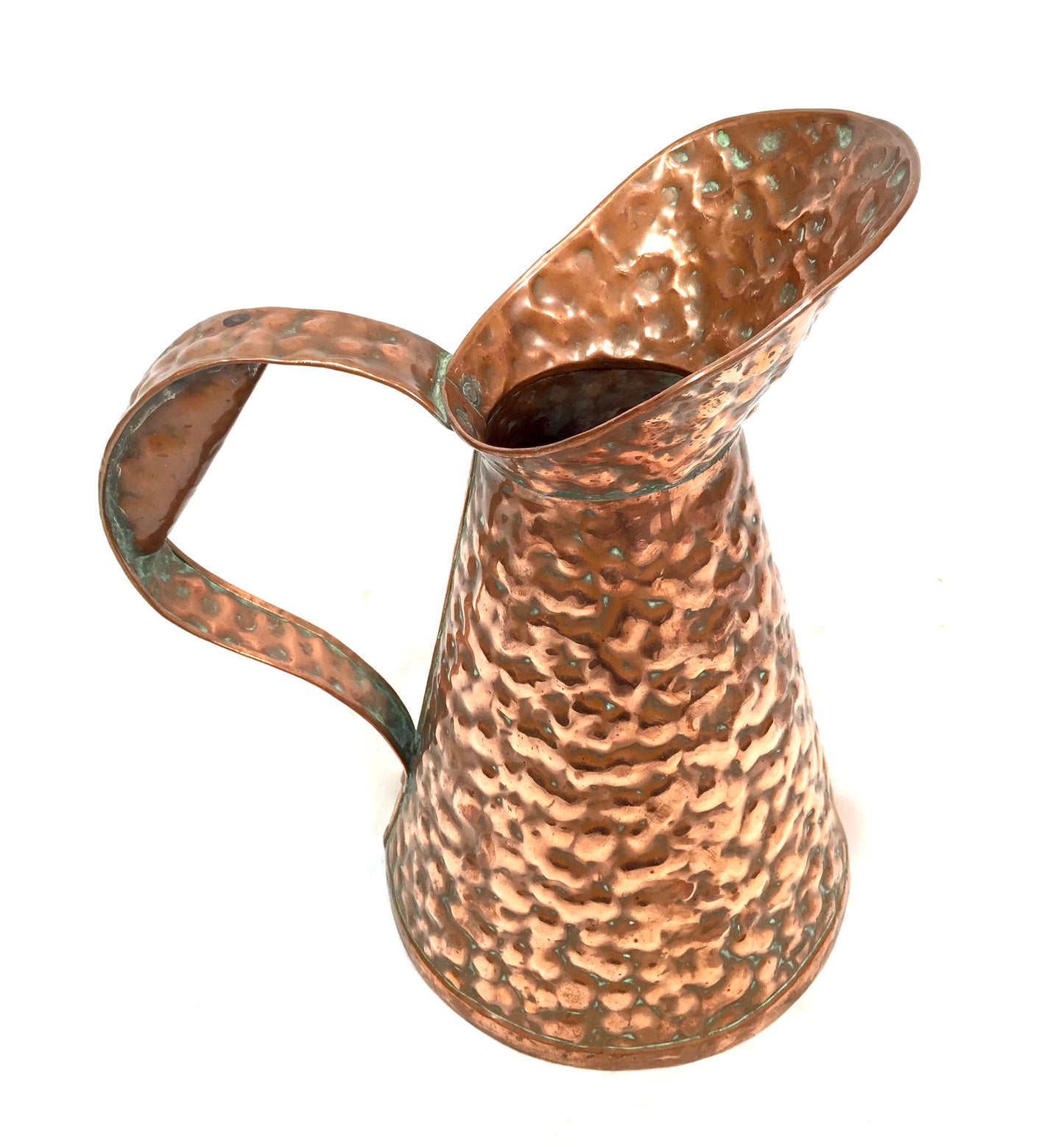 Antique 20th Century Hammered Copper Pitcher / Handled Water Jug / c.1930