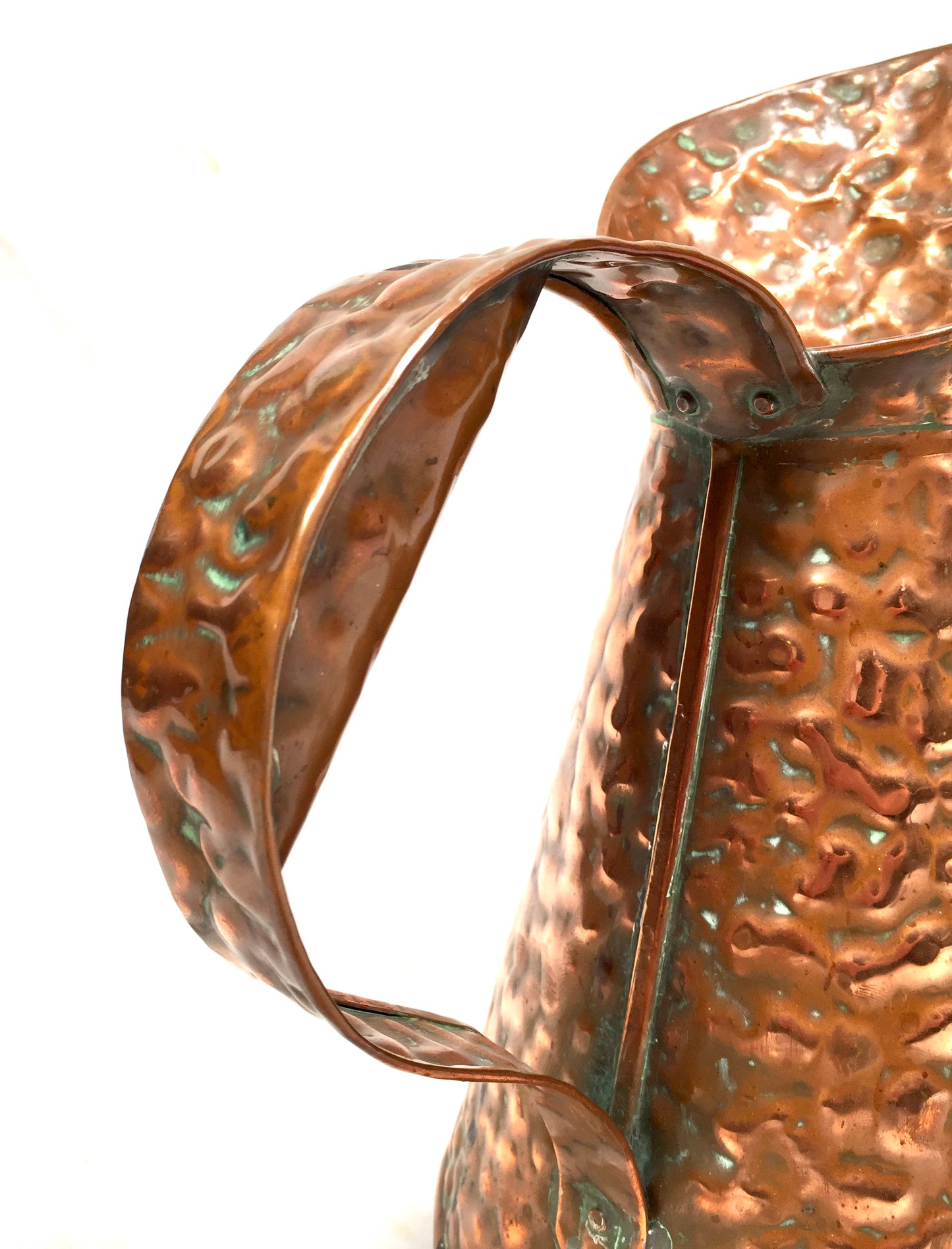 Antique 20th Century Hammered Copper Pitcher / Handled Water Jug / c.1930