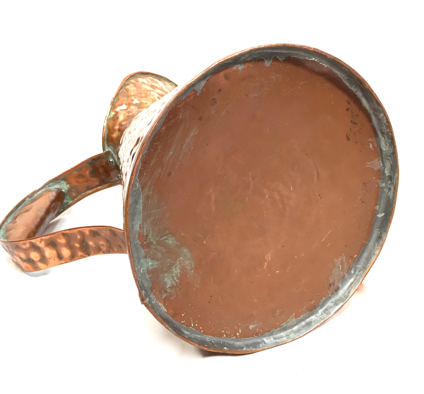 Antique 20th Century Hammered Copper Pitcher / Handled Water Jug / c.1930