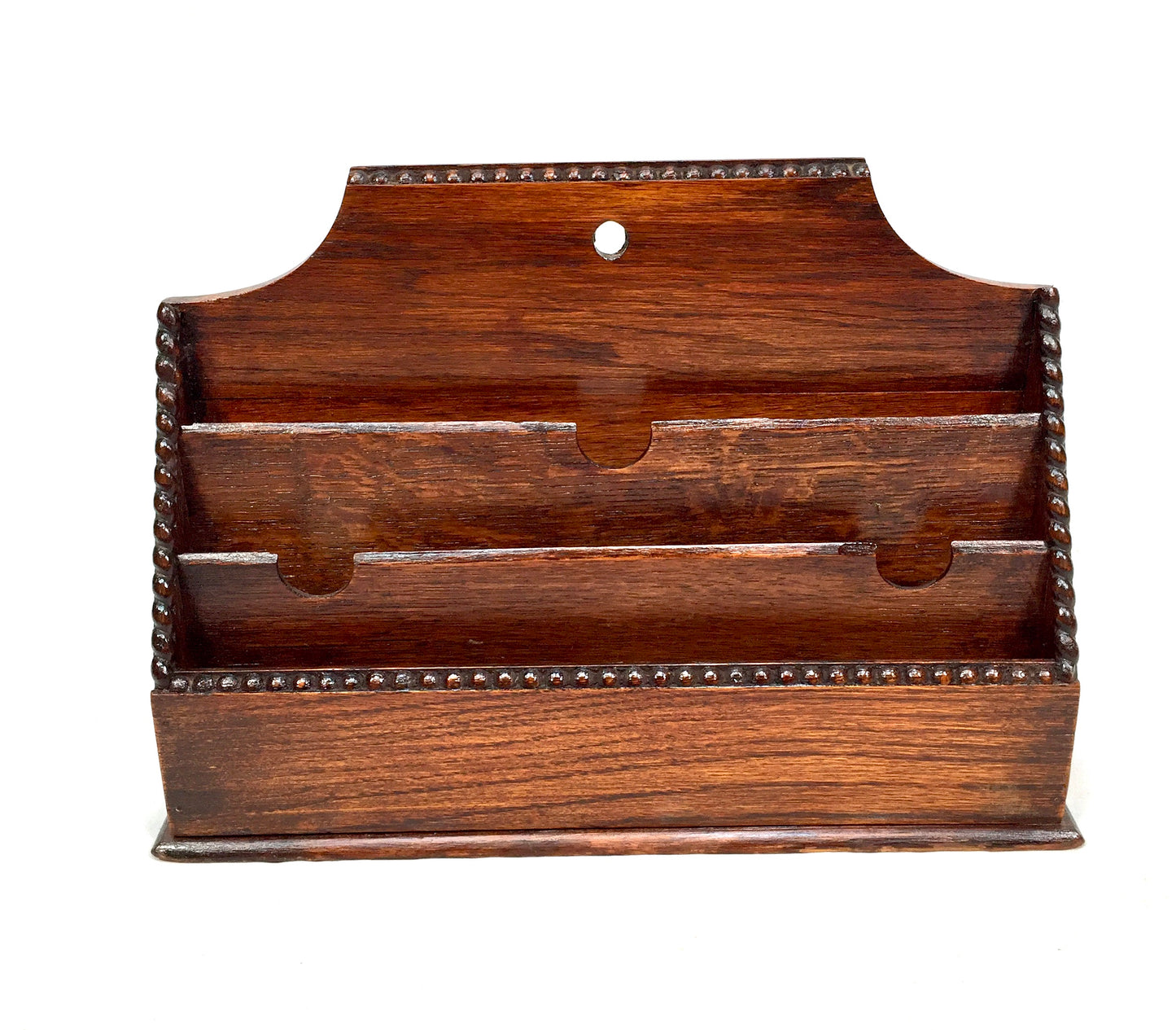 Antique Wooden Oak Desktop Letter Rack / Stationery Holder Early 20th Century
