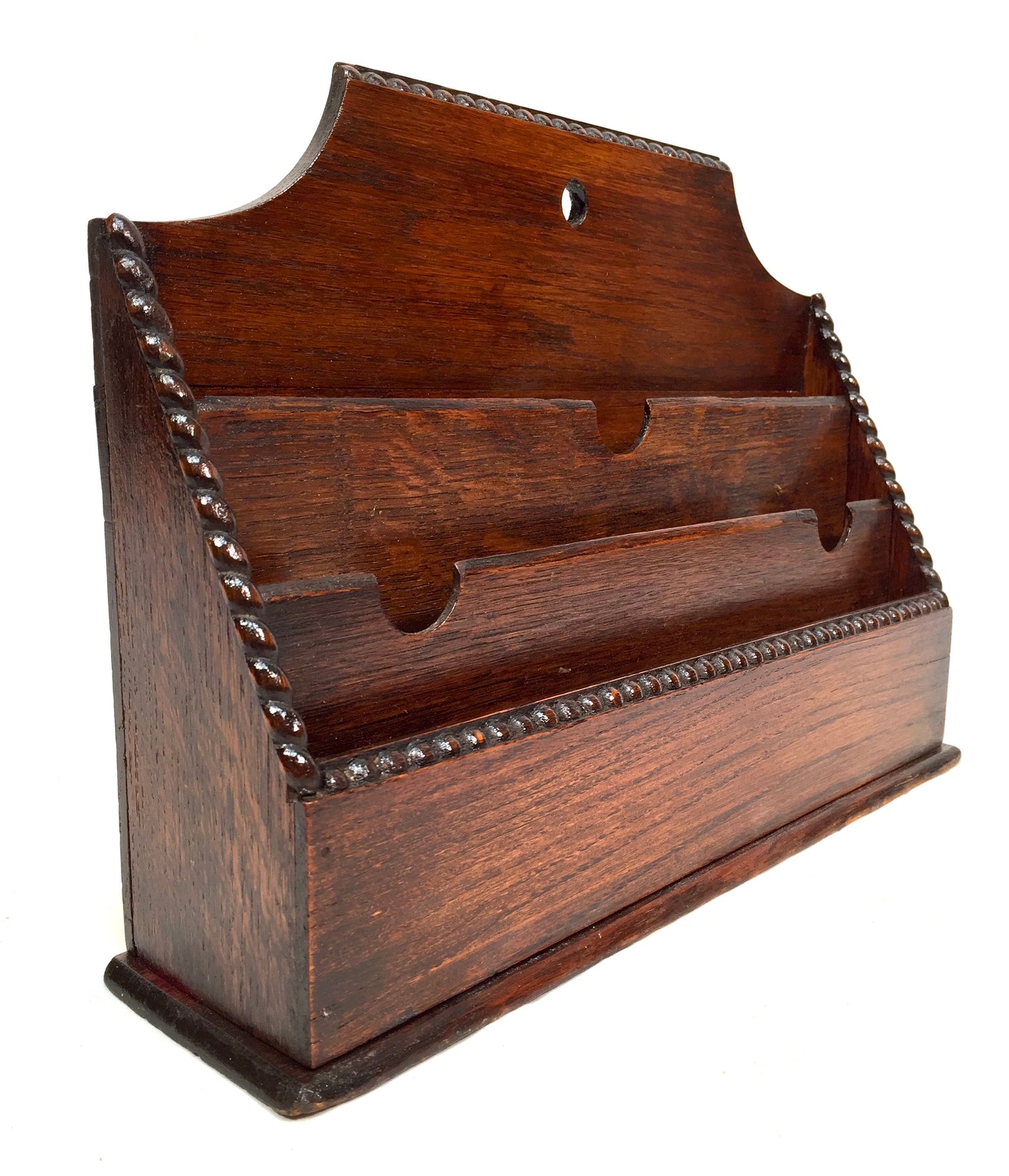Antique Wooden Oak Desktop Letter Rack / Stationery Holder Early 20th Century