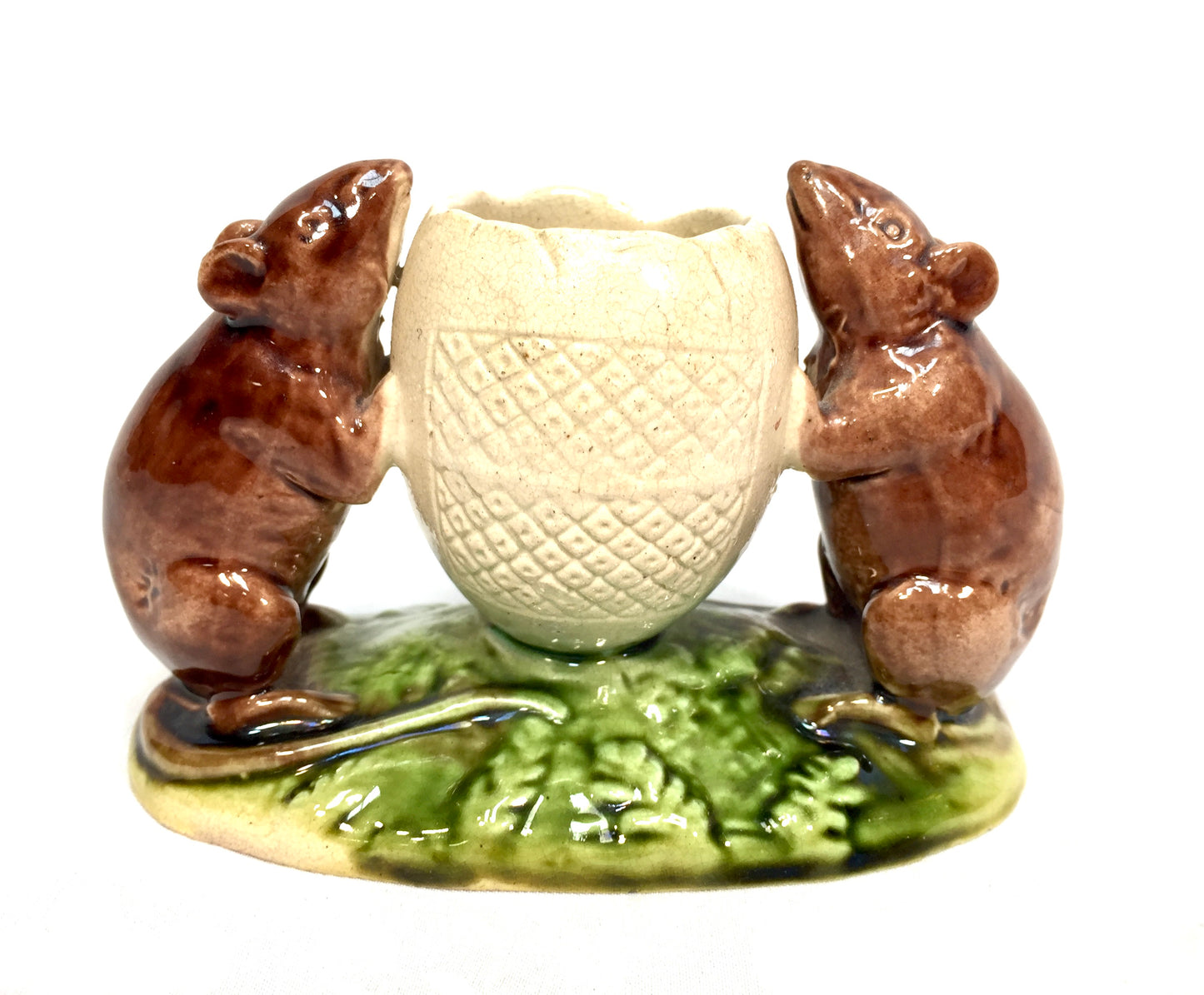 Rare Ceramic Watcombe Torquay Devon Match Striker Mouse / Mice with Egg