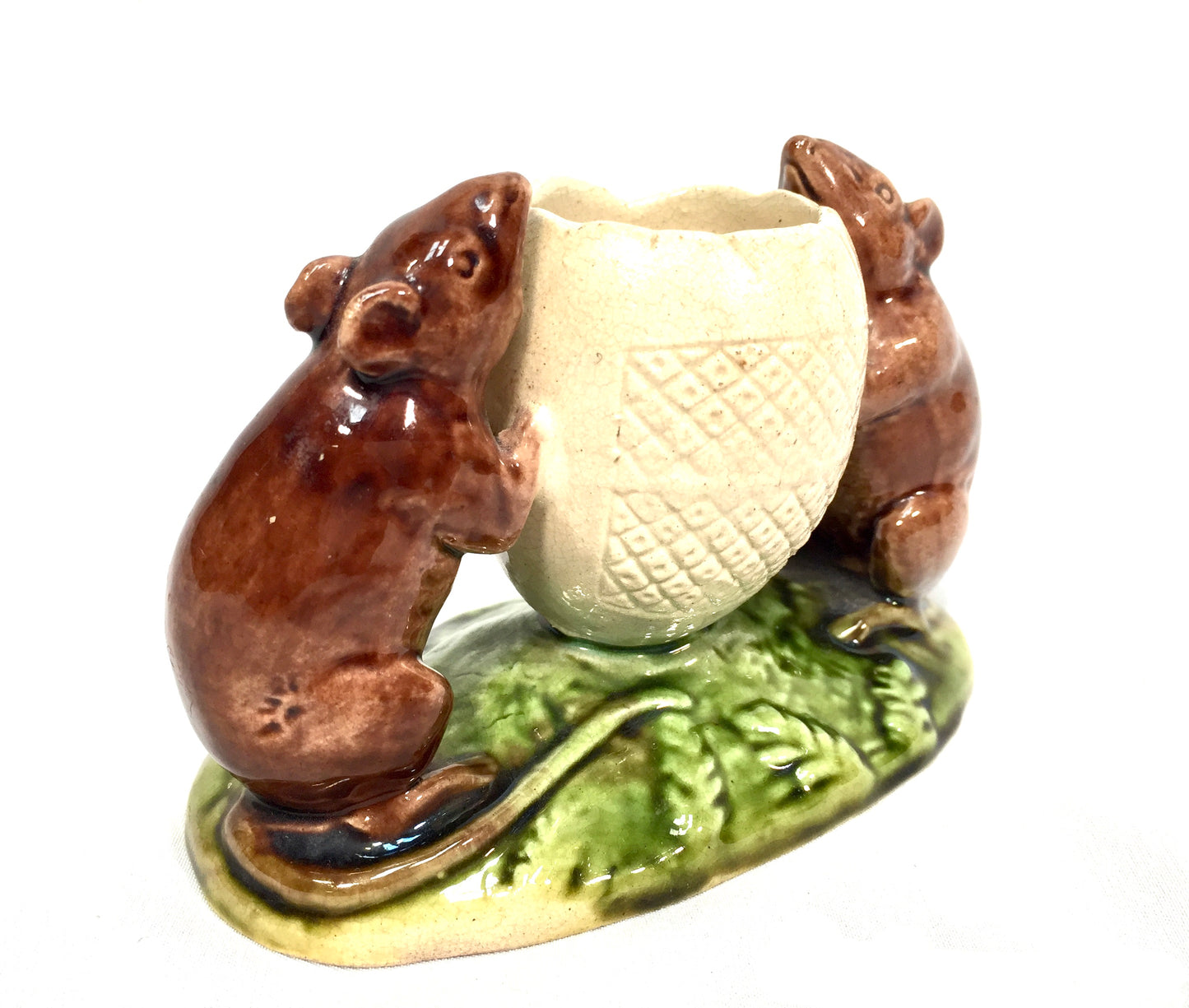 Rare Ceramic Watcombe Torquay Devon Match Striker Mouse / Mice with Egg