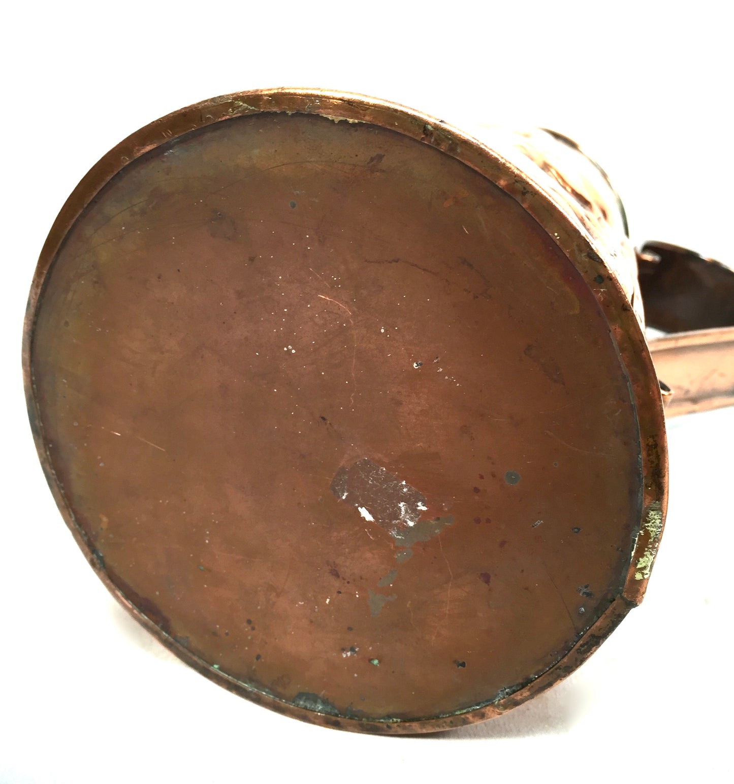 Antique Art Nouveau 20th Century Hammered Copper Pitcher / Handled Water Jug