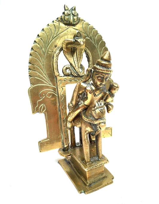 Vintage Tabletop Indian Warrior Figurine Brass Statue of Khandoba & Horse