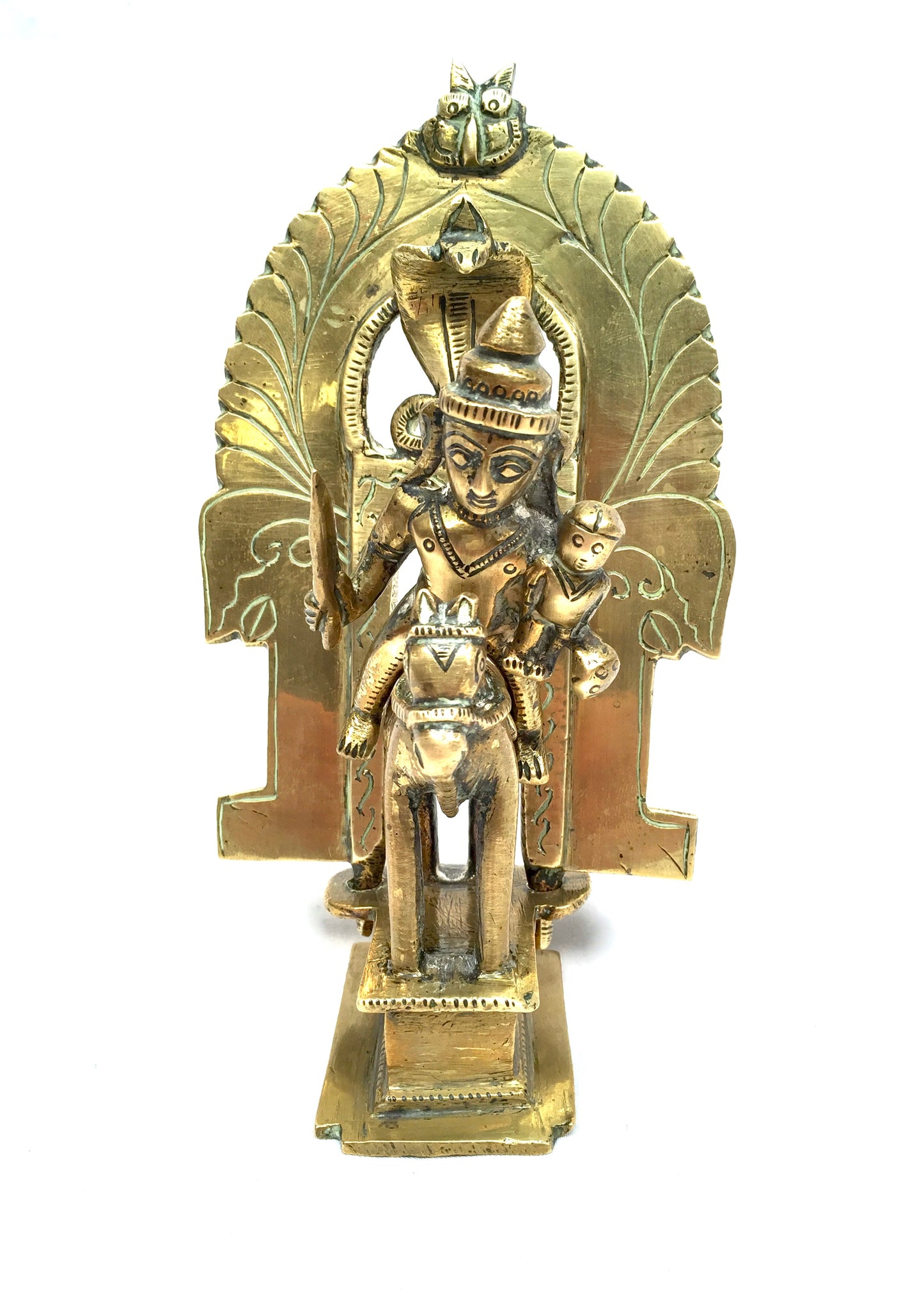 Vintage Tabletop Indian Warrior Figurine Brass Statue of Khandoba & Horse