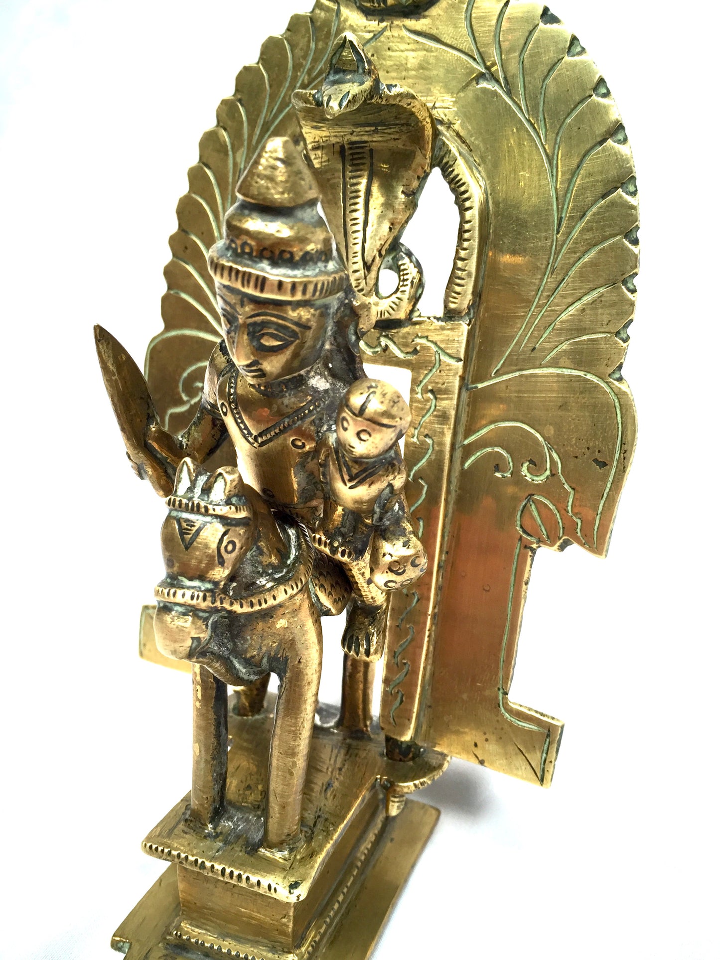 Vintage Tabletop Indian Warrior Figurine Brass Statue of Khandoba & Horse
